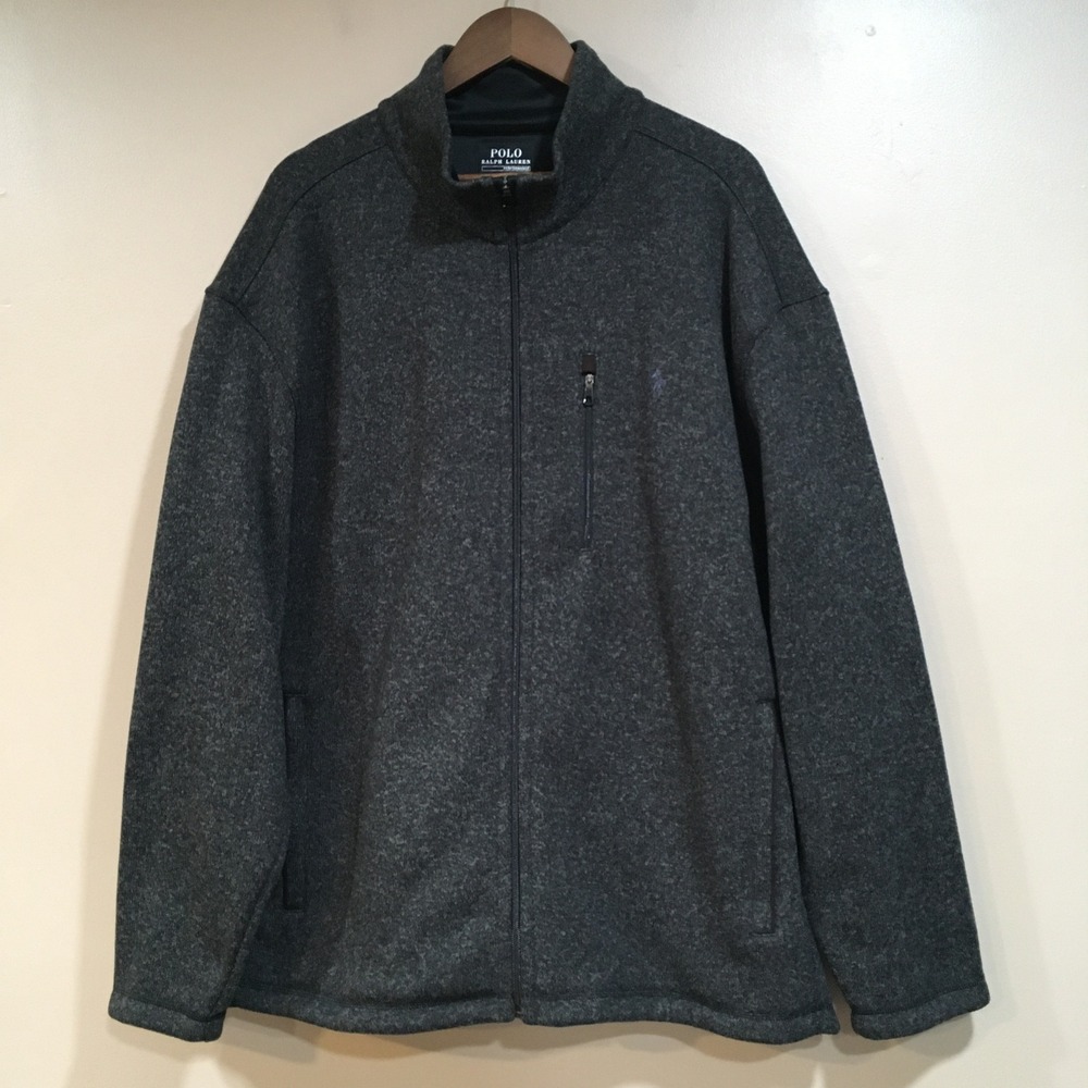 Polo Ralph Lauren Performance Full Zip Fleece Jacket Mens 3XB Gray Minimalist